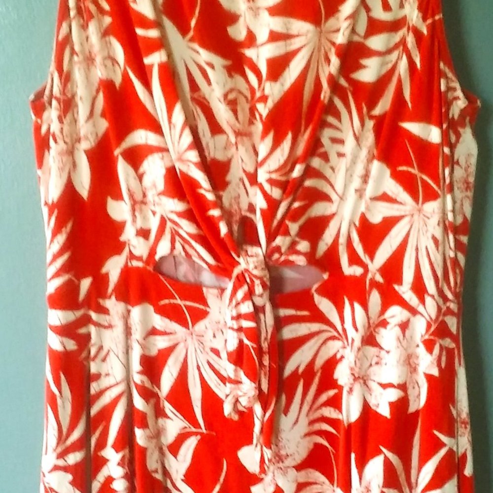 Burnt orange with flowers summer dress